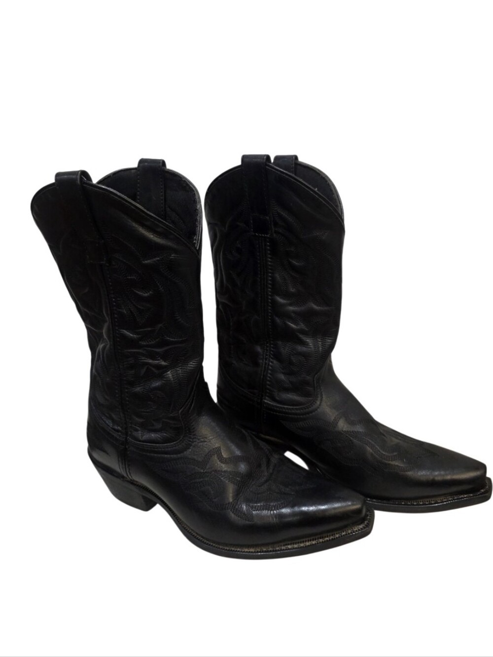 Laredo Black Snip Toe Hawk Leather Cowboy Boots 6860 Western Men's Size 8.5 EW